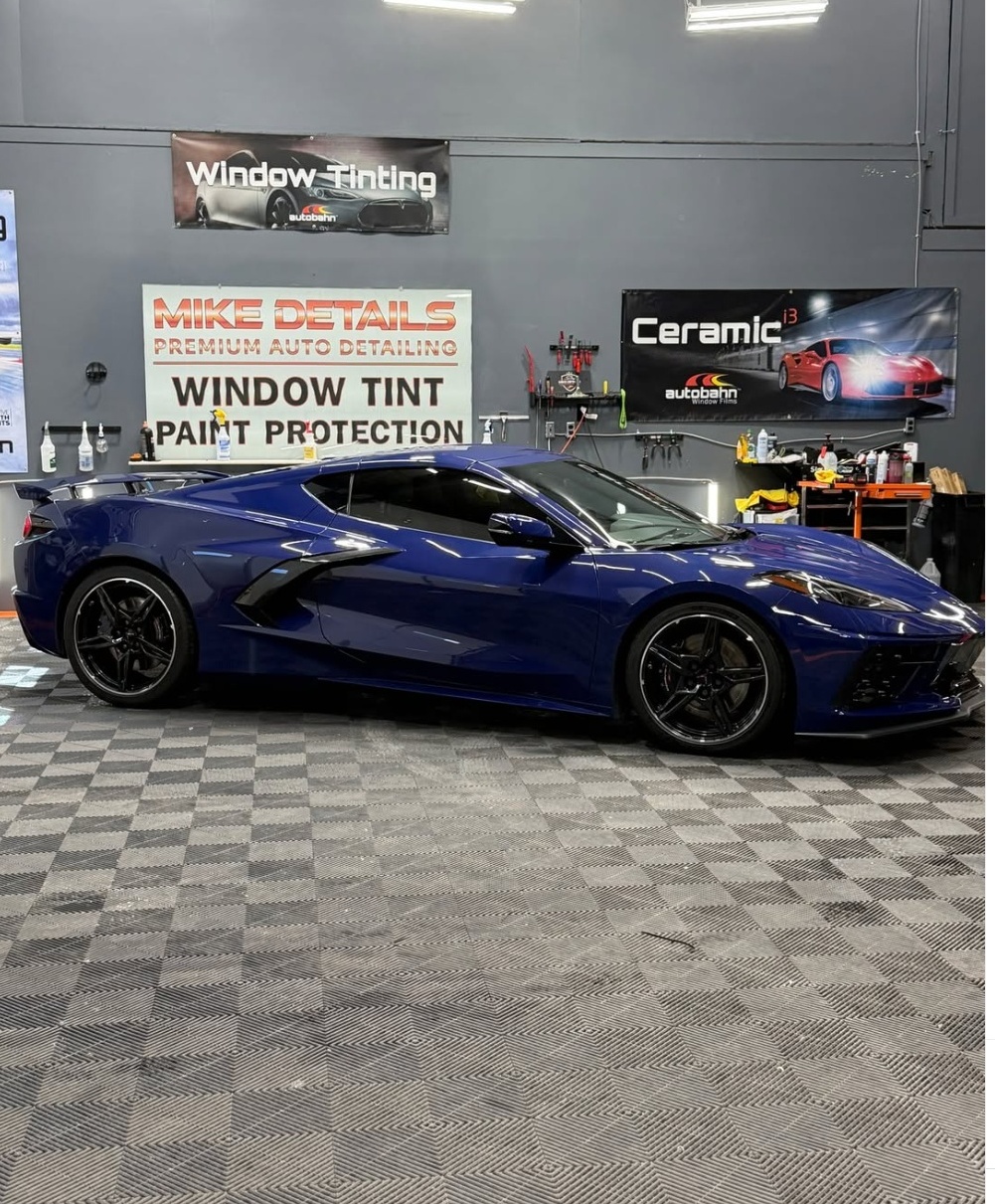 Blue Corvette at the Mike Details studio